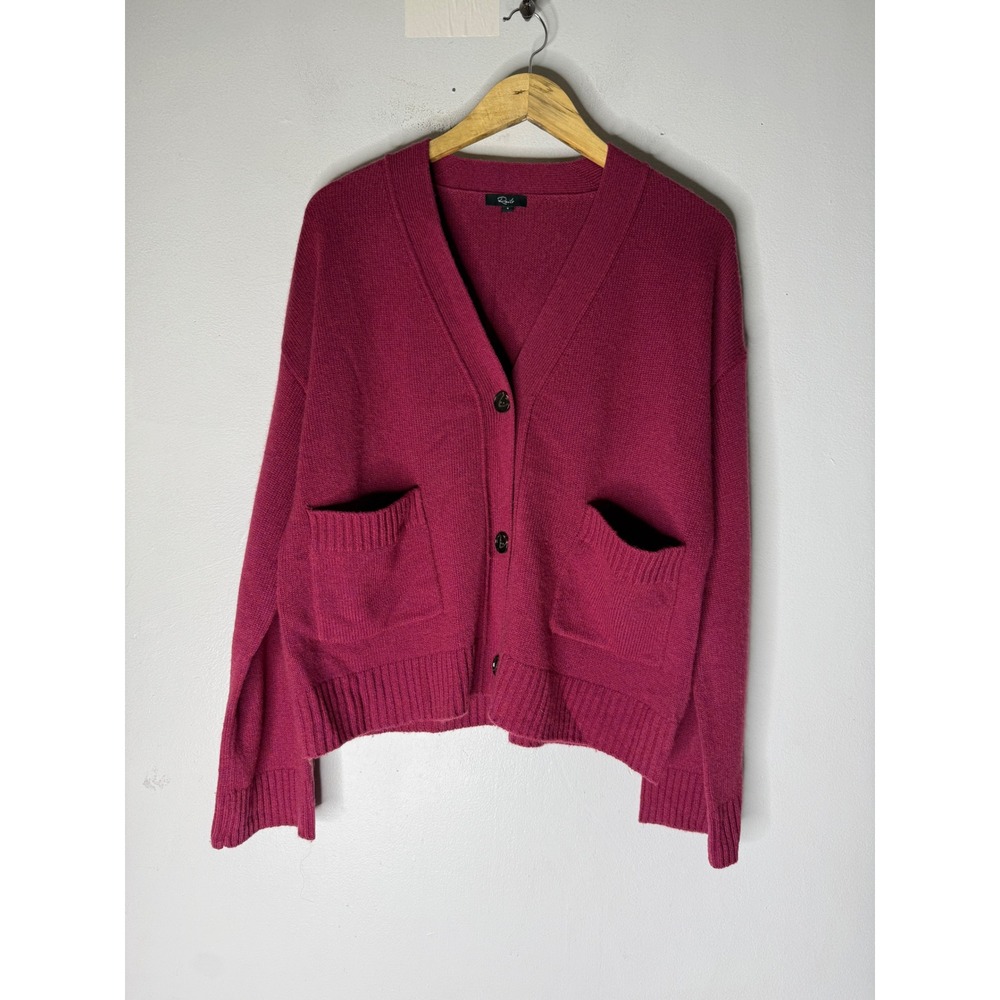 Rails Magenta Wool Cashmere V-Neck Button Front Cardigan Sweater Pink Small